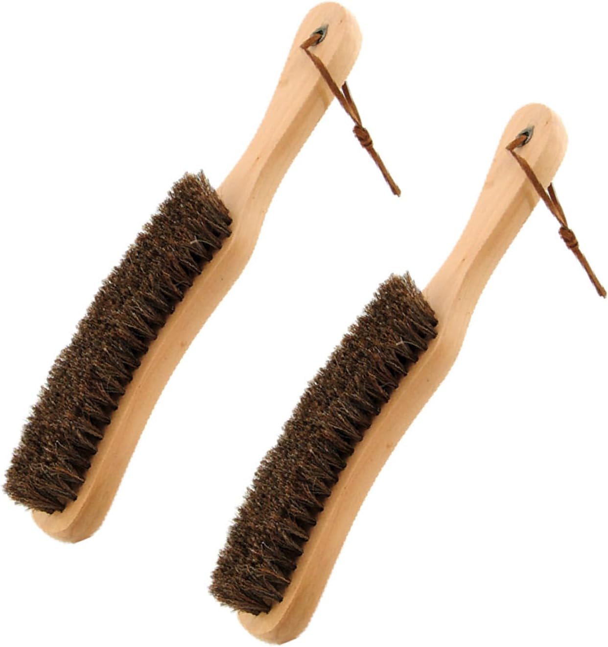 2Pcs Felt Hat Cloth Brush with Beech Handle, Horse Hair Wood Hat Clean Sponge Polish Felt Brushes, Bristle Lint Brush Remover for Hat, Pet Hair, Suits, Cashmere, Wool, Velvet, Suede, Shoe