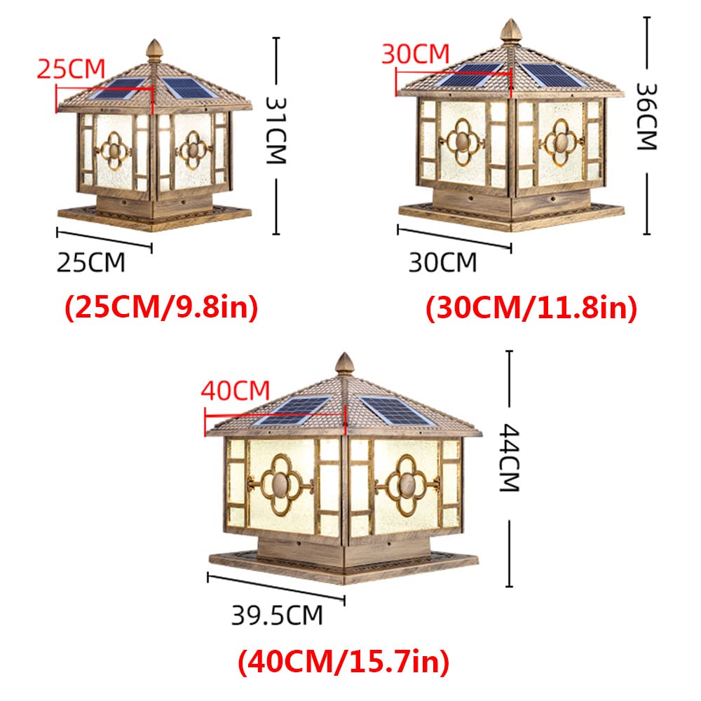 Lampadaire Solaire LED extérieur étanche IP55, Lampe sur Poteau, éclairage de terrasse, allée de Jardin, clôture, Porche, Trois Couleurs, intensité Variable,2pcs-Width: 40CM