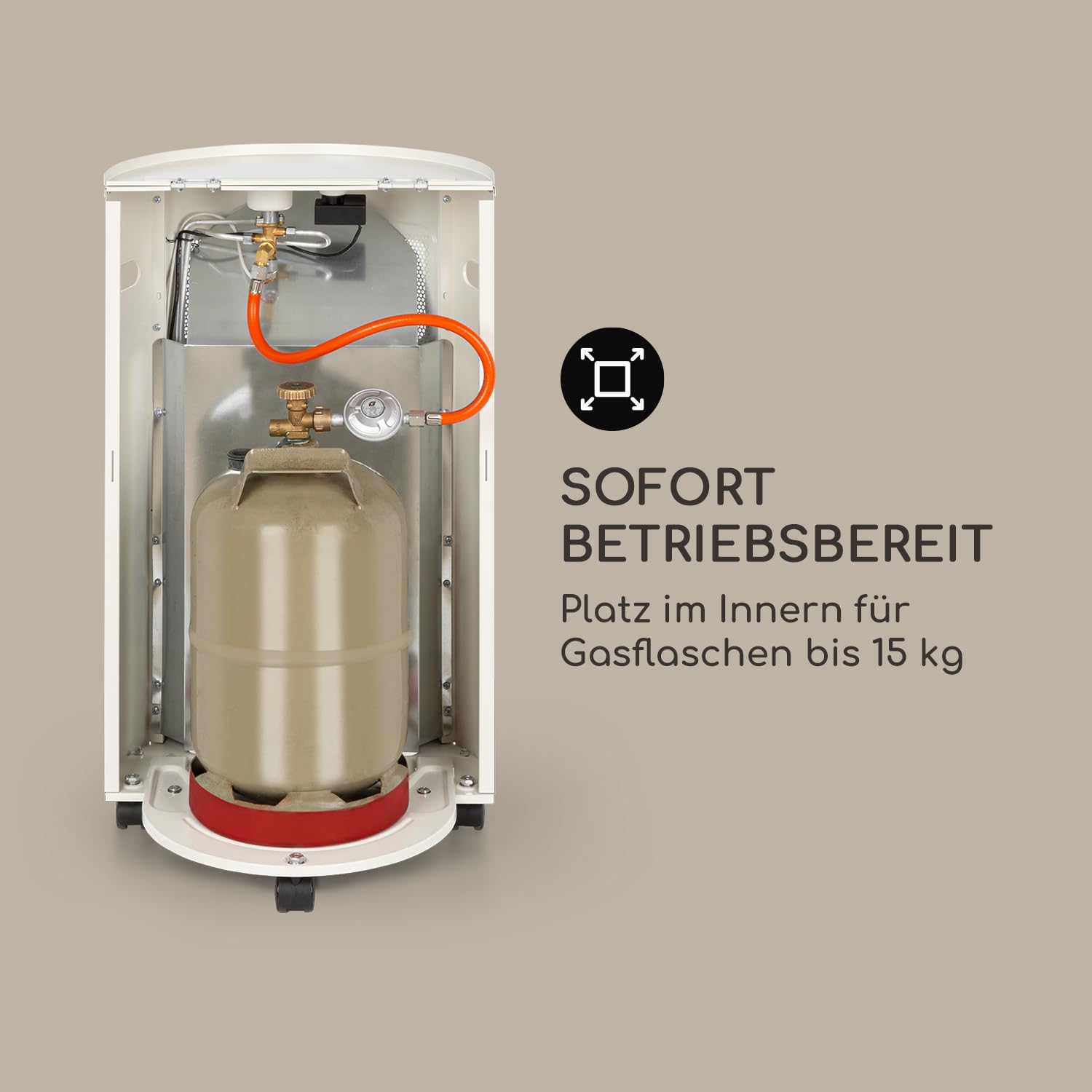 blumfeldt Bonaparte Gasheizung - Gasofen mit 3 Leistungsstufen 1600, 2600 und 4200 Watt, Katalytofen für Gasflaschentyp: 5kg bis 15kg, integrierter Piezozünder, Infrarot-Keramikbrenner, weiß