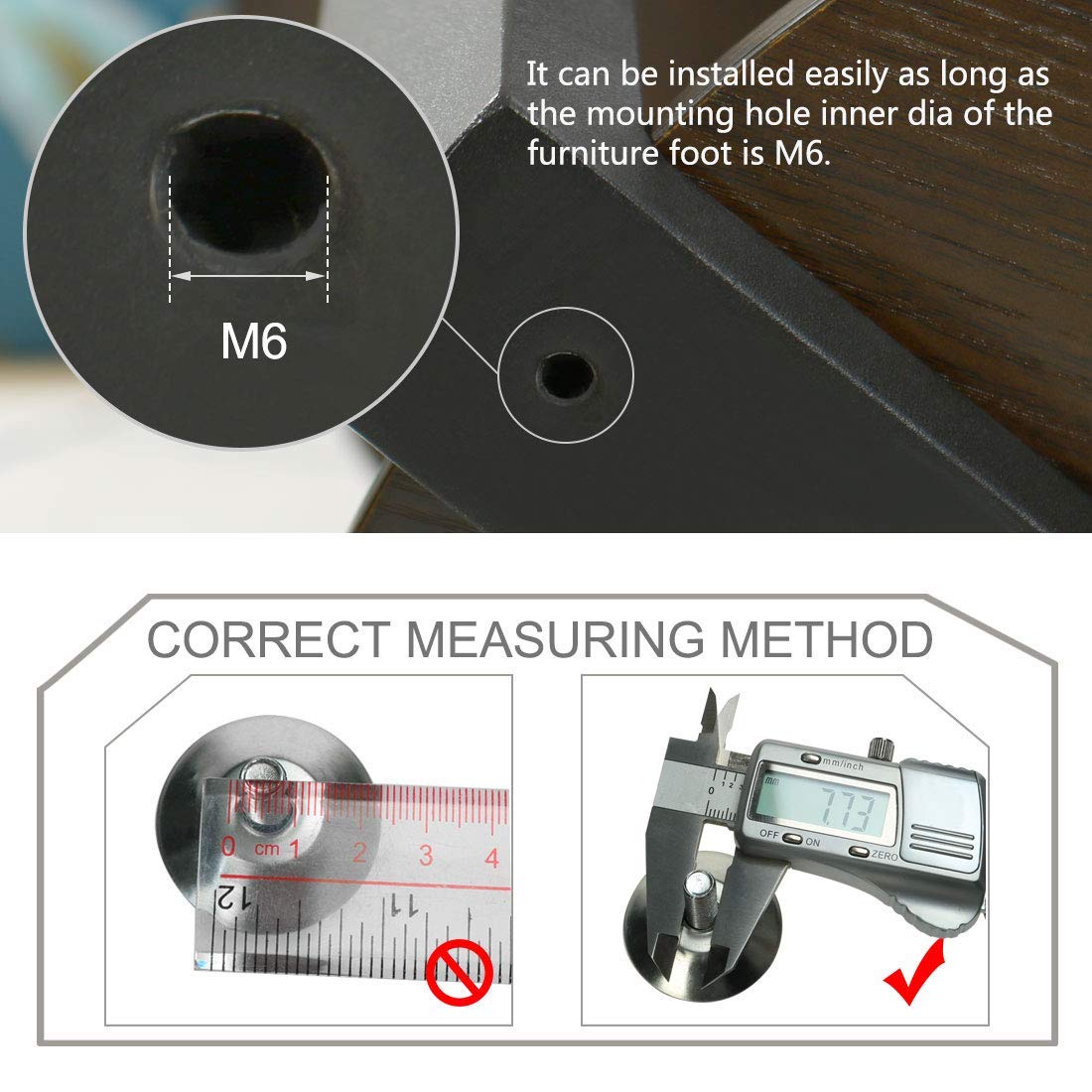 20 Piedini Regolabili M6 Per Mobili - Supporti Antivibranti Per Sedie E Tavoli