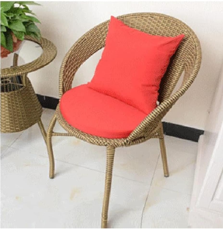 Image of PRATHAM India 2+1 Outdoor Indoor Patio Furniture Sets Rattan Wicker Chair Patio Set Bistro Set Conversation Set Balcony Outdoor Garden Furniture Chair (Golden with Red Cushion & Pillow)
