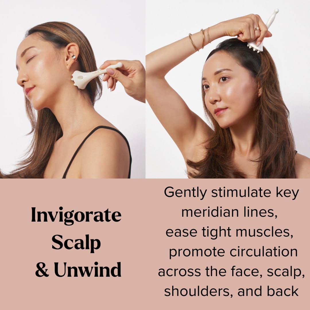 byAVA Gua Sha Face and Scalp Massager, Ceramic Acupressure Sculptor Tool