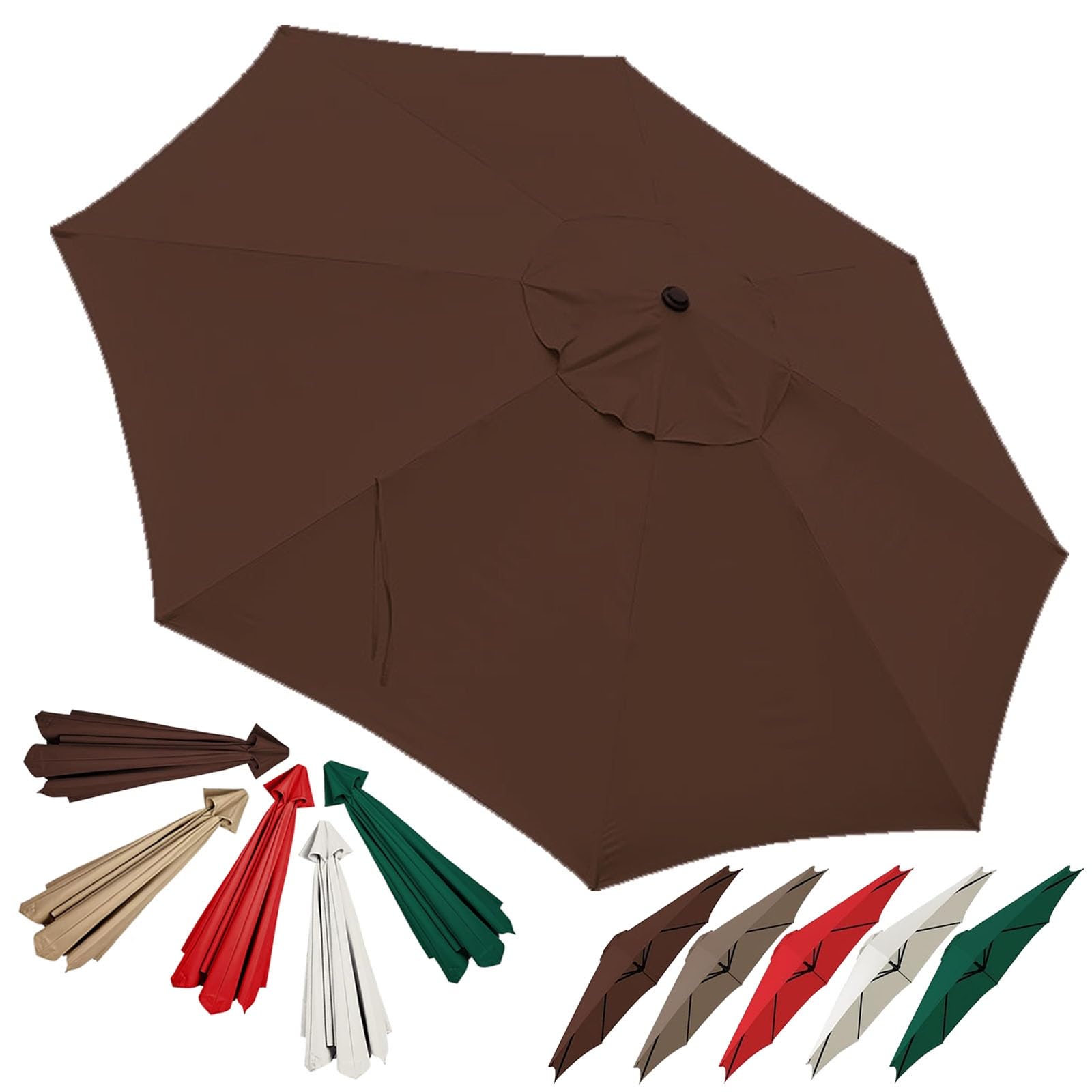 Telo Ricambio Ombrellone 2,7m 8 Stecche - Verde Foresta, Poliestere 180g UV Resistente