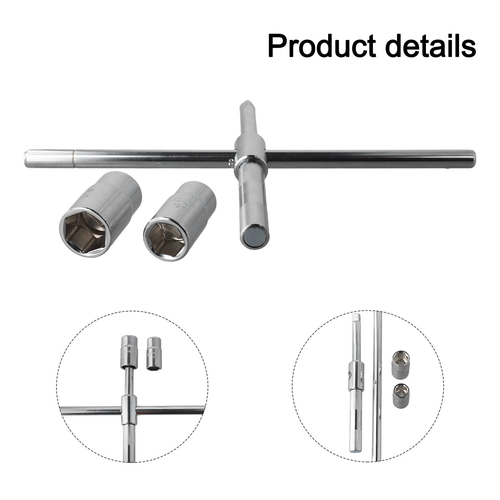 Llave de llanta de 4 vías, hierro cruzado para neumáticos, herramienta telescópica para tuerca de rueda, enchufes de 17/19/21/23 mm, resistente para coche, furgoneta, SUV