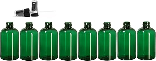 Premium Essential Oil Botellas redondas Boston de 4 onzas plástico PET vacías recargables sin BPA con tapas de pulverización de bomba de niebla fina