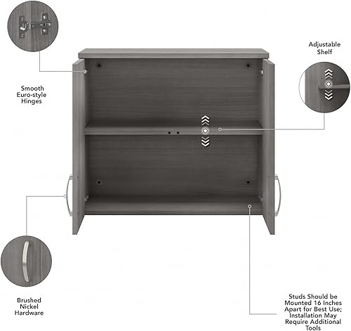 Miniatura 4 de Bush Business Furniture - Armario de pared universal para garaje con puertas y estantes, color gris platino Platino/Gris,Gris (Storm