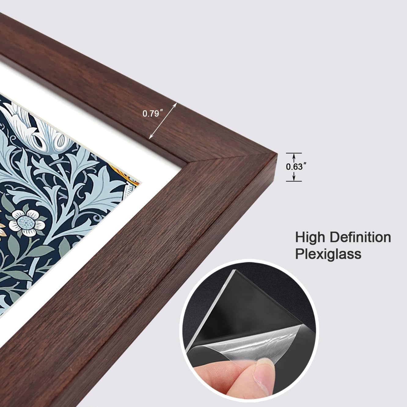 11x14 Picture Frame Set of 9 with HD plexiglass cover for Pictures 8x10 with Mat or 11x14 Without Mat, Wall or Tabletop Gallery Photo Frames Walnut