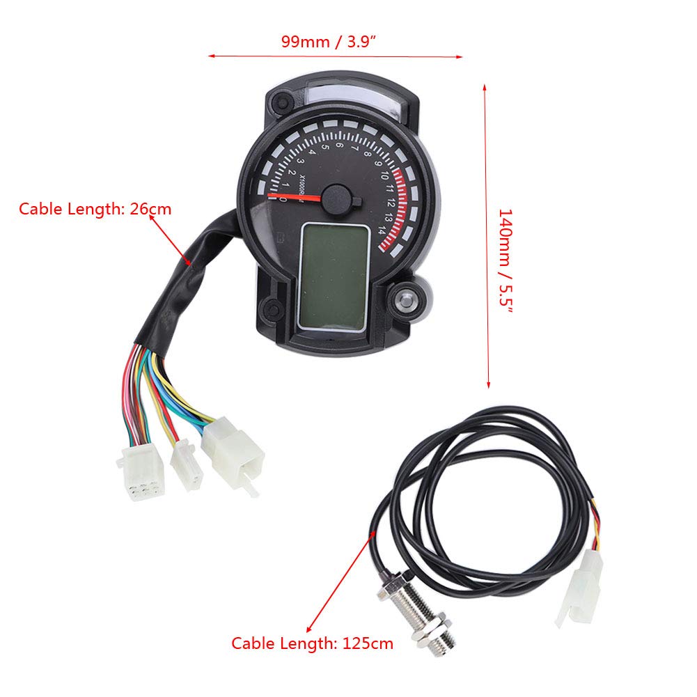 Fydun Speedometers for Motorcycle Universal Digital 7Color LCD Display Clear Data Showing Under
