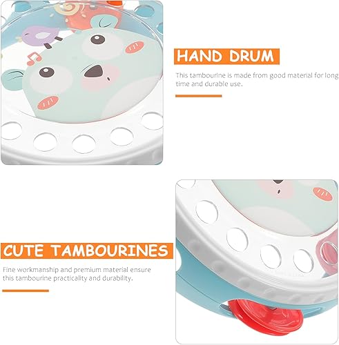 Miniatura 4 de SUPVOX Tambor de pandereta de mano de 6.29 pulgadas para niños tambor de mano azul cielo con campanas - Instrumento musical de percusión de plástico