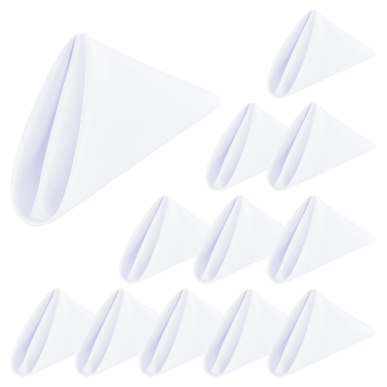 NEWISHER Set of 12 White Napkins, 45x45cm Washable Dinner Cloth Napkins