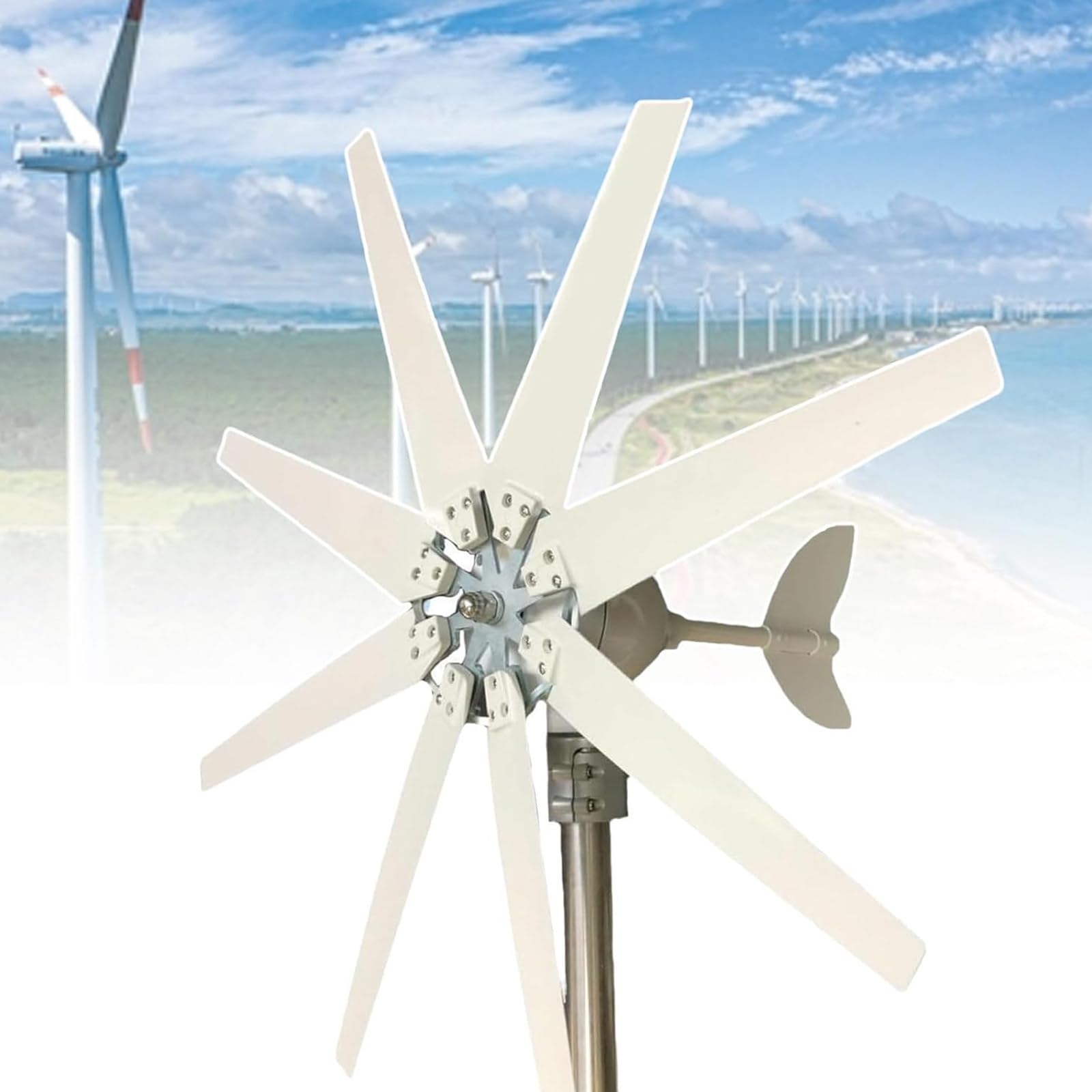 FANGQMM Wind Turbine Generator Kit 3000W 12V 24V 8 Blade, Wind Power Generator with MPPT Controller, Wind Power Generator for Marine, RV, Home, Windmill Generator Suit for Hybrid Solar Wind 24V