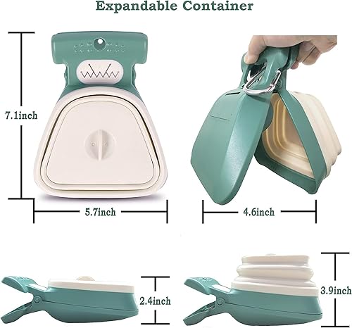 Miniatura 5 de Recogedor de desechos para perros, pala de mano expandible para excrementos de perros, de plástico ABS sanitario de tamaño pequeño para pasear al