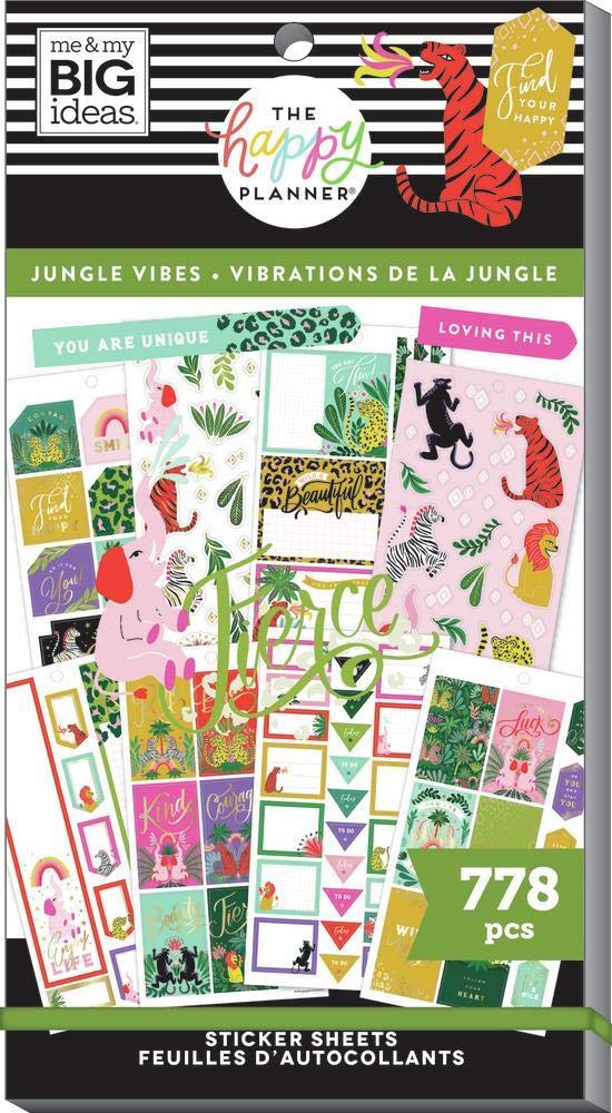 The Happy Planner Sticker Value Pack - Planner Accessories - Jungle Vibes Theme - Multi-Color - Great for Planning, Project & Scrapbooking - 30 Sheets, 778 Stickers