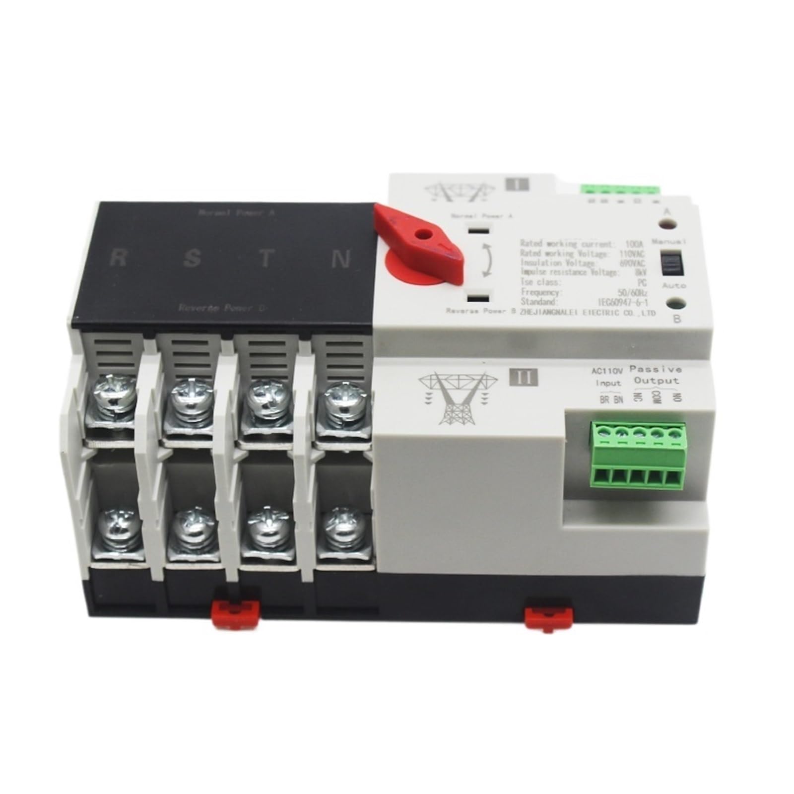 Automatischer Umschalter mit doppelter Leistung 110-V-Netzstromschienentyp, Millisekunden-Pegelschaltung, unterbrechungsfreie Dual-Stromversorgung, Transferschalter 4P 100A63A(110V