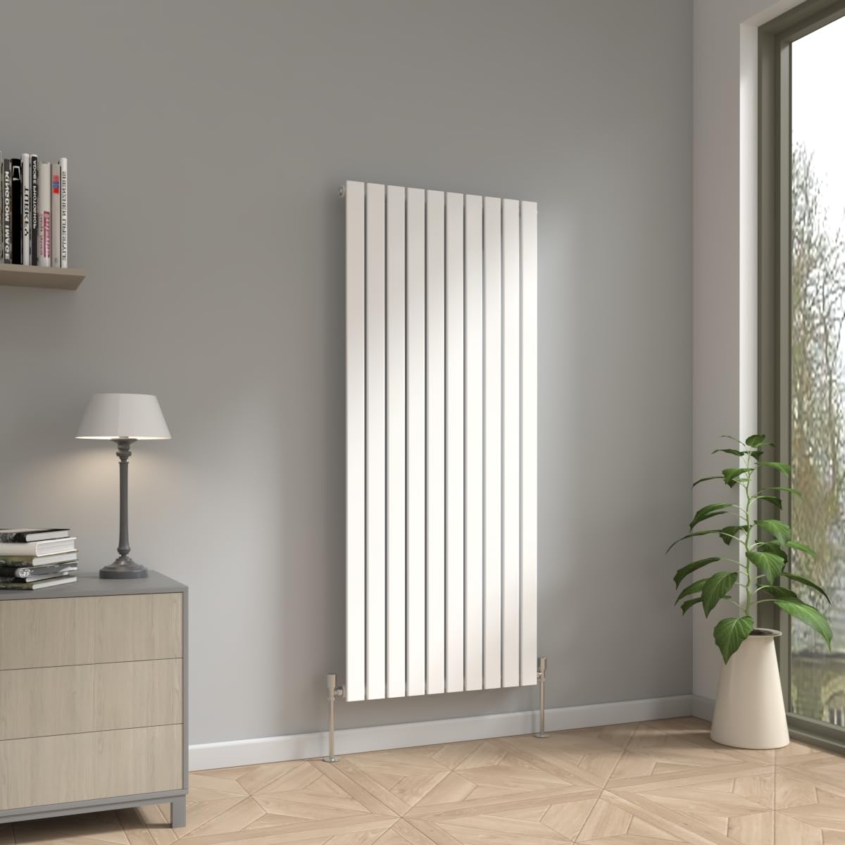 NRG 1600 x 680mm Vertical Radiator Gloss White Single Modern Flat Panel Bathroom Central Heating Heater Radiators