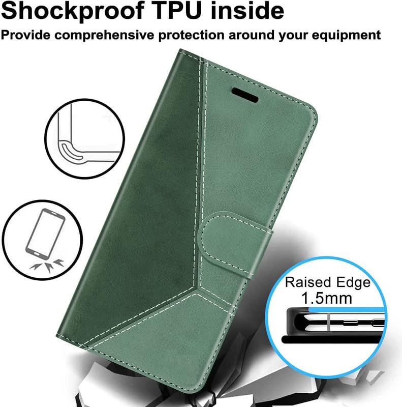 Image of ClickCase Trend Series for Motorola Moto G05 Leather Wallet Flip Case Magnetic Closure Flip Cover for Motorola Moto G05 (Olive Green)