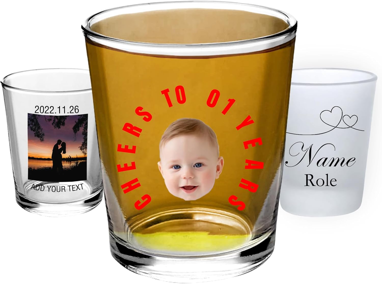 Personalized Shot Glasses Clear with Your Photo Text