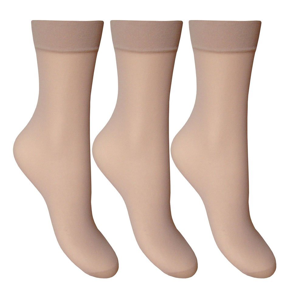Mytoptrendz Girls Nude Mytoptrendz® Women's-Soft Ankle Highs Sheer Pop Nylon Socks 3 Pair Pack (Nude)