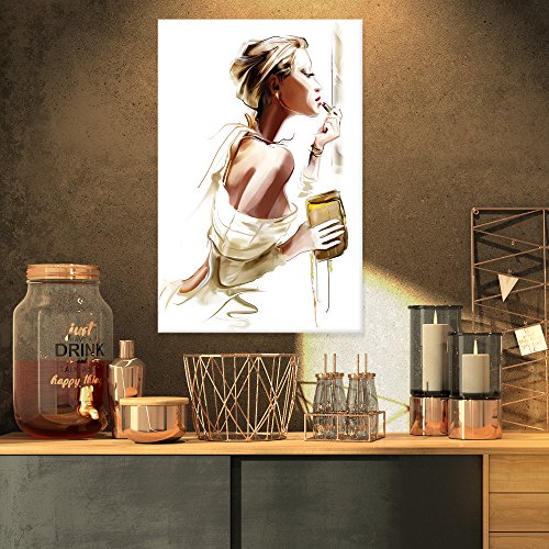 Designart PT6659-16-32 Fashion Woman Portrait Digital Canvas Art Print, Brown, 16x32