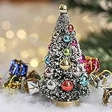 Factory Direct Craft Set of 2 Beautiful Snow Flocked Holiday Bulb Decorated Miniature Pine Sisal Tree