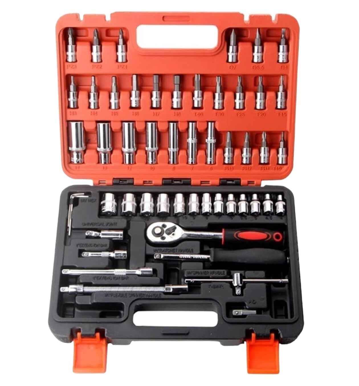 Caja Herramientas 53 Uds. Juego De Llaves De Tubo De Trinquete, Caja De Herramientas De Reparación De Herramientas De Coche, Herramientas Manuales Multifuncionales Caja De Herramientas Completa