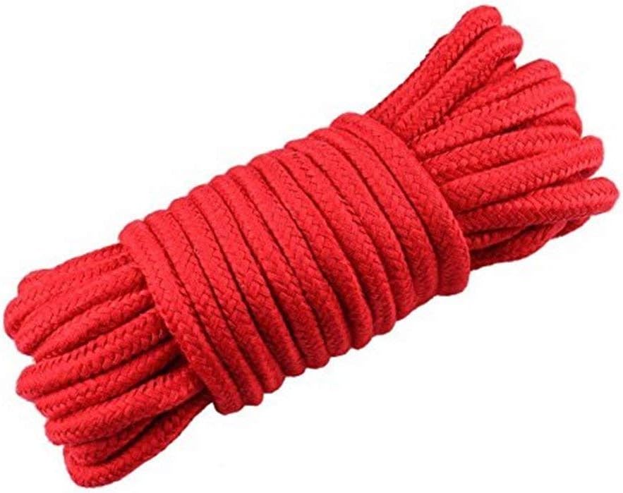 Soft Cotton Rope-32 feet 10m Multi-Function Natural Durable Long Rope (Black Red)