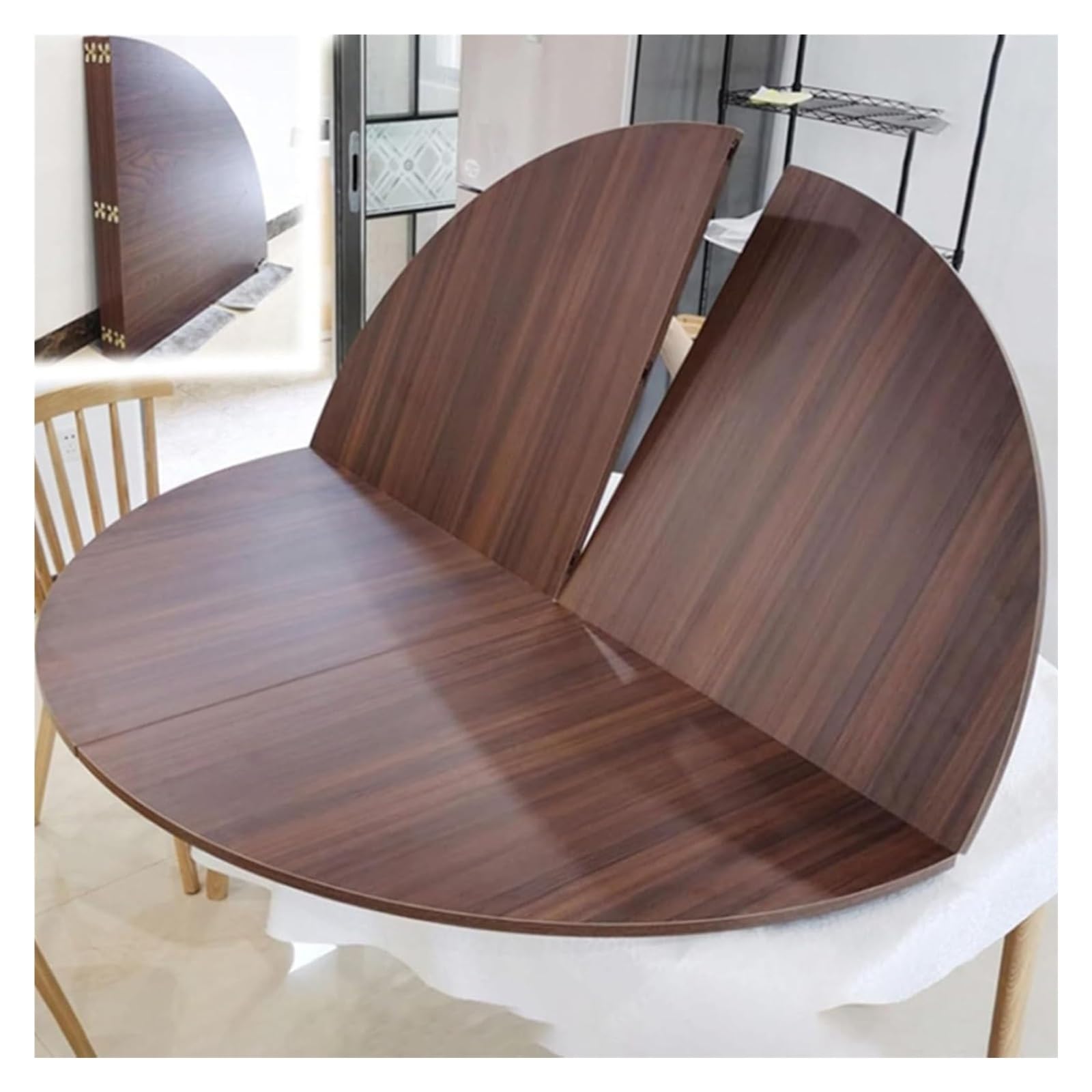 Plateau de table rond en bois 120 cm pliable sans pieds pour buffet