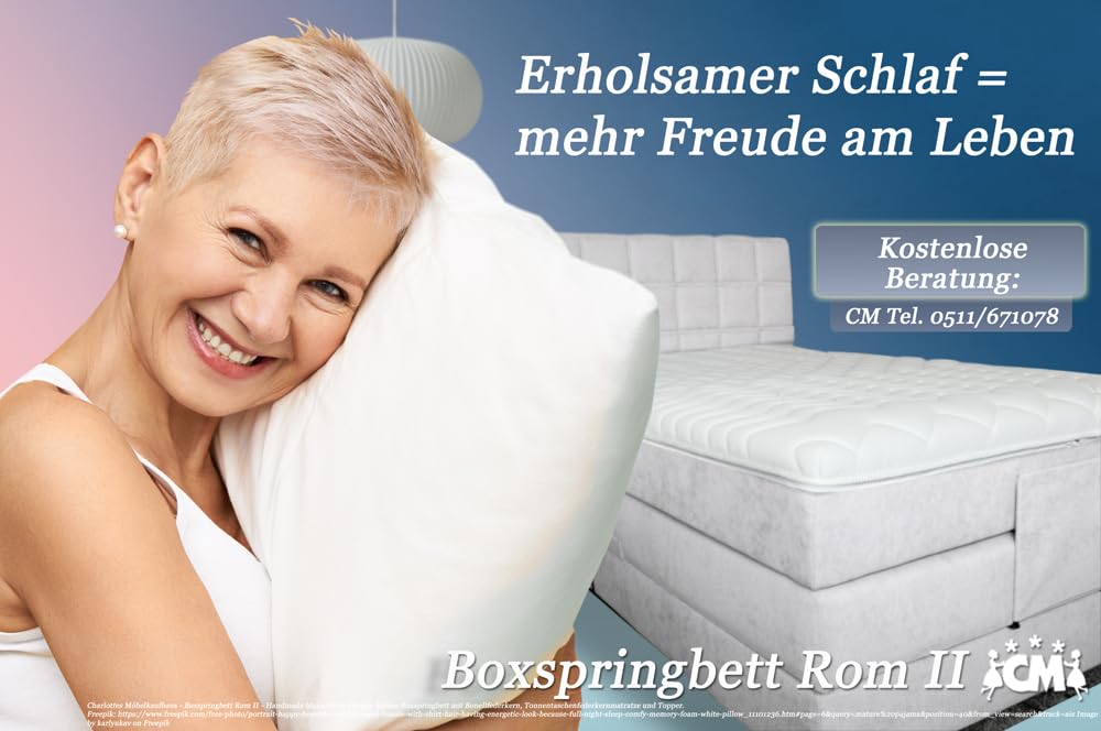 Boxspringbett ROM II elektrisch verstellbar 100x200 cm mit Motor und Kopfteilsteppung nach Wahl. Doppelunterfederung inkl. Matratze und Topper. Härtegrad nach Wahl (Schwarz, 100x200)