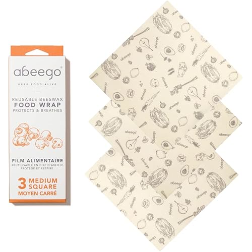 Abeego, The Original Beeswax Food Storage Wrap - Set of Three 10" Natural Square Sheets