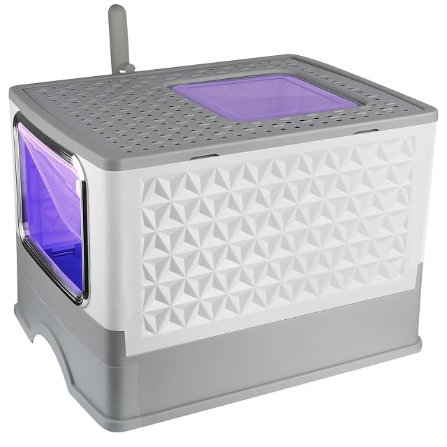 Casa de Baño para Gatos, Gran Arenero para Gatos, con Pala de Arena Auto-limpiante Desinfección UV