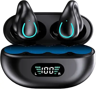Fone de Ouvido Condução Ossea Bluetooth 5.3, Estéreo Hi-Fi, Longa Autonomia, Estojo com…