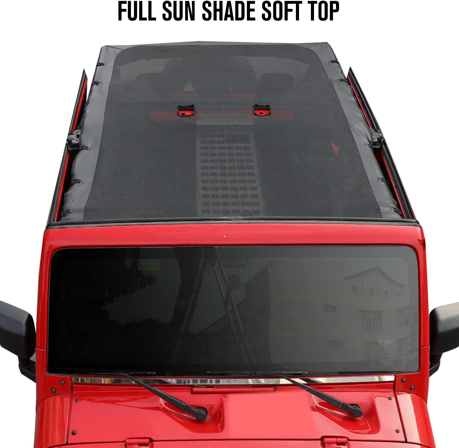 Jimen Sunshade for JKU, Full Sun Shade Bikini Soft Top Compatible with Jeep Wrangler JK & Unlimited 4 Door 2007-2018