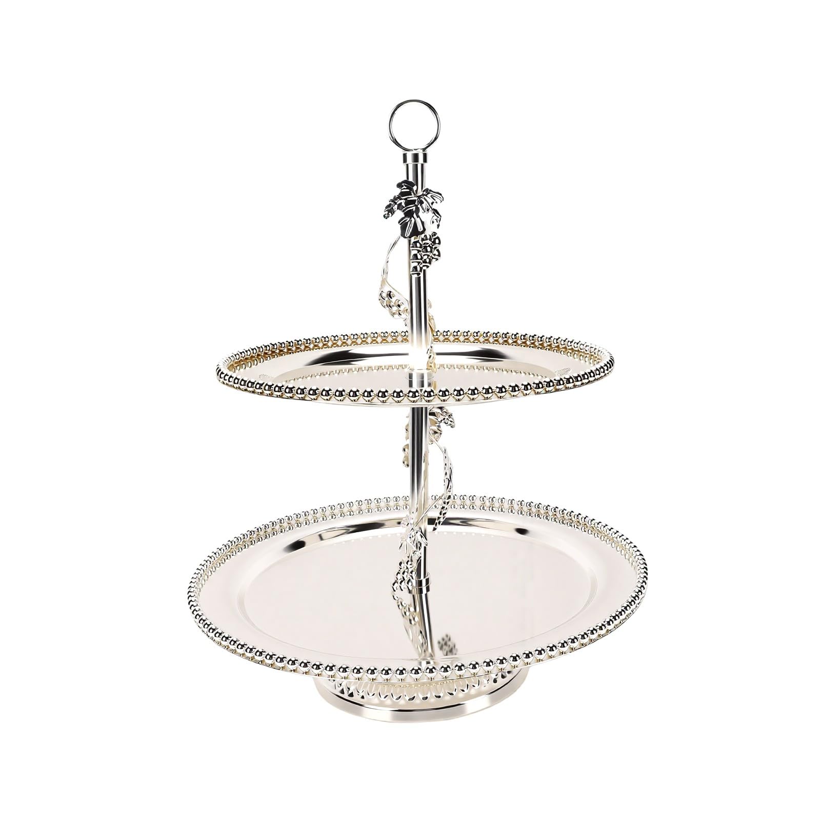 SIXRUN Soporte para Magdalenas de Metal, Bandeja para Servir de 2 Niveles | Construcción de Acero Inoxidable, Exhibición de Frutas Vintage para Fiesta de té, Fácil de Levantar y transportar.