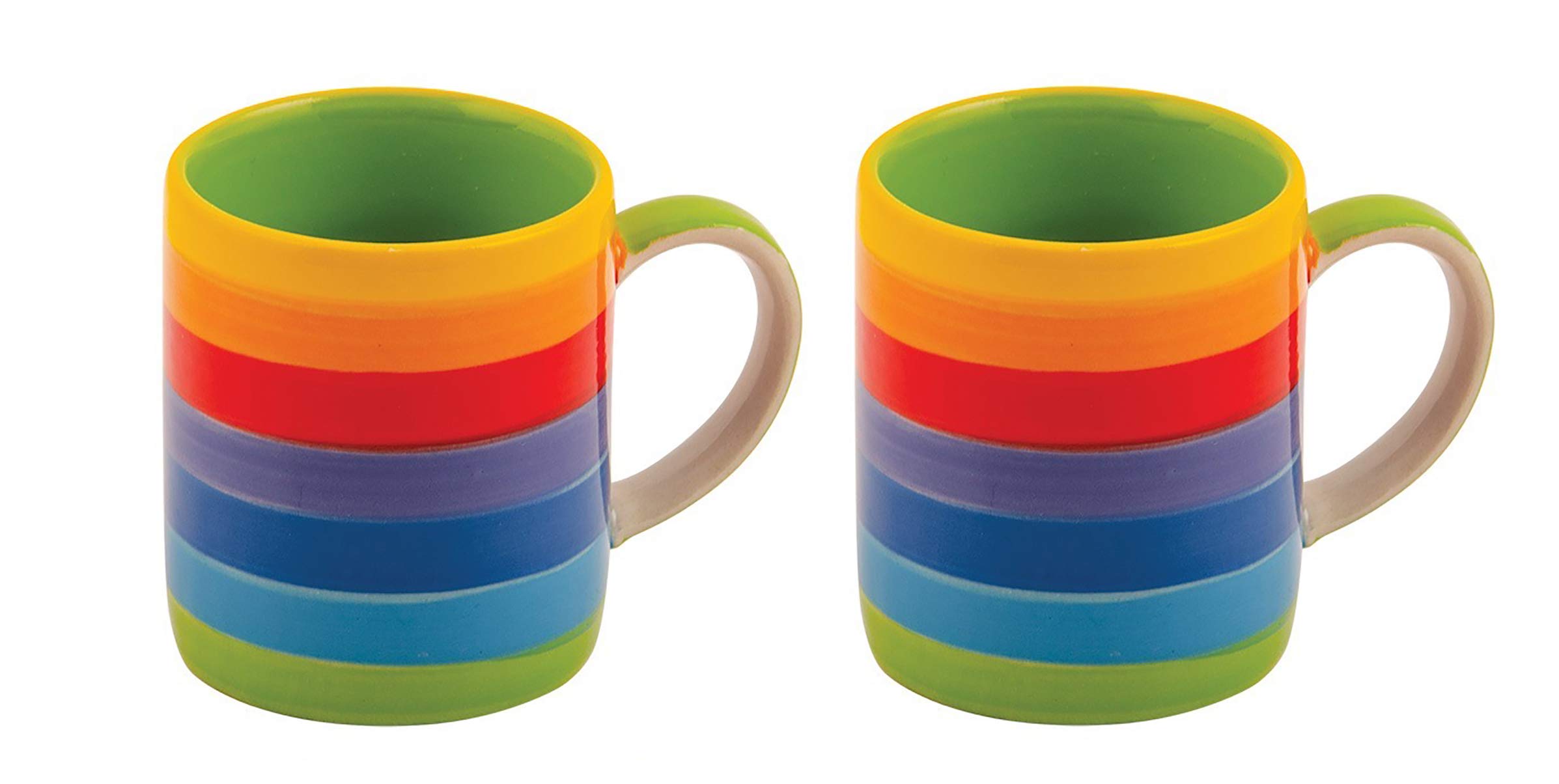 Windhorse Rainbow Striped Espresso Coffee Mug Set of 2, Small Size