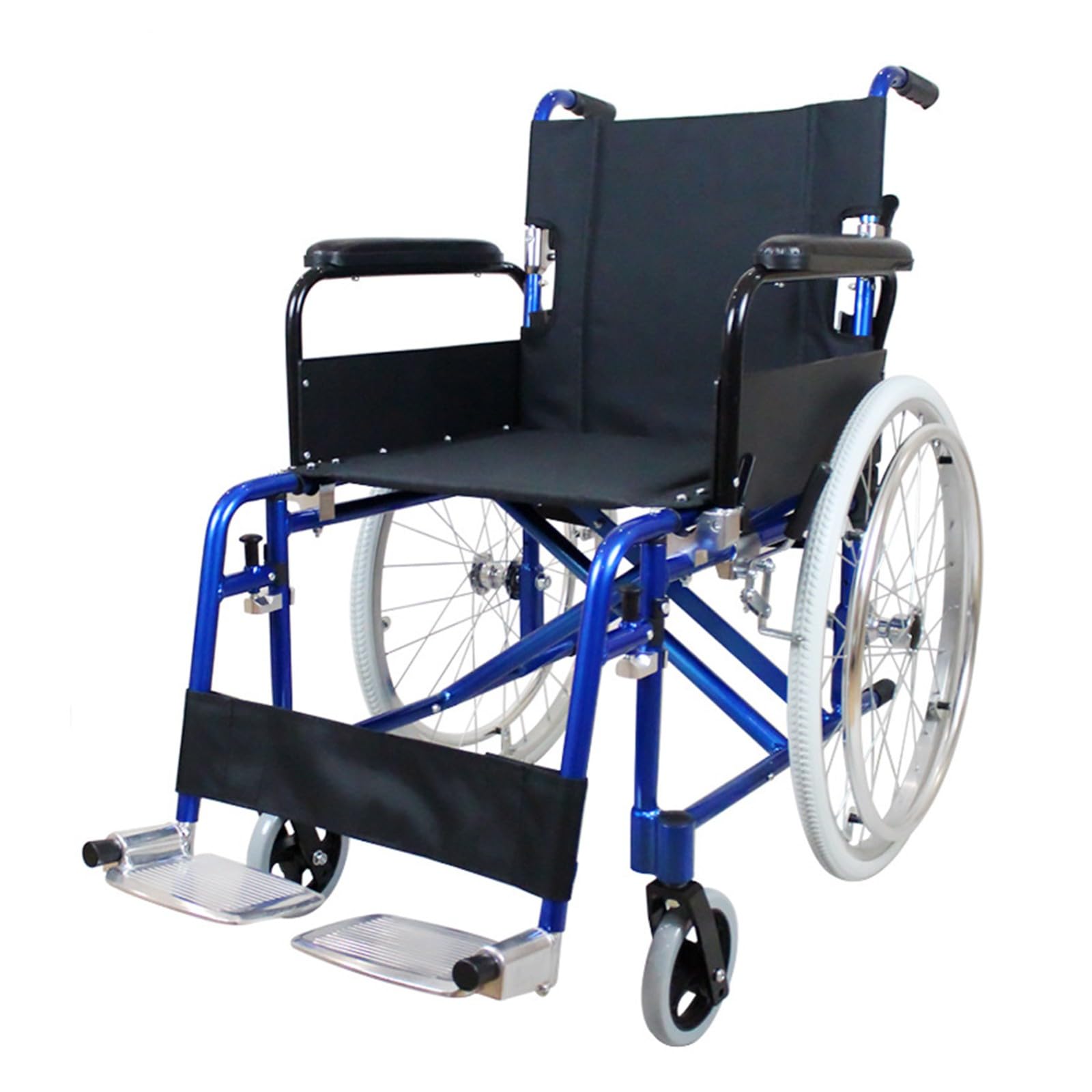 Silla De Ruedas De Aluminio para Viajes, Asiento 47 Cm,Silla De Ruedas De Tránsito Reposabrazos con Respaldo Plegable para Traslado,Plegable Silla De Ruedas Manual Ligera Reposapiés Abatibles
