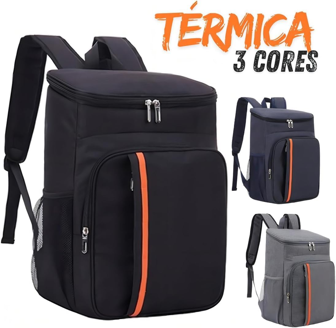 Mochila Térmica 23 L Bag Cooler Impermeável Reforçada para Marmita, Cerveja Gelada, Viagem, Praia, Academia e Trabalho Bolsa Térmica Masculina e Feminina Portátil Premium Mochila Térmica 23 L Bag Cooler Impermeável Reforçada para Marmita, Cerveja Gelada, Viagem, Praia, Academia e Trabalho Bolsa Térmica Masculina e Feminina Portátil Premium