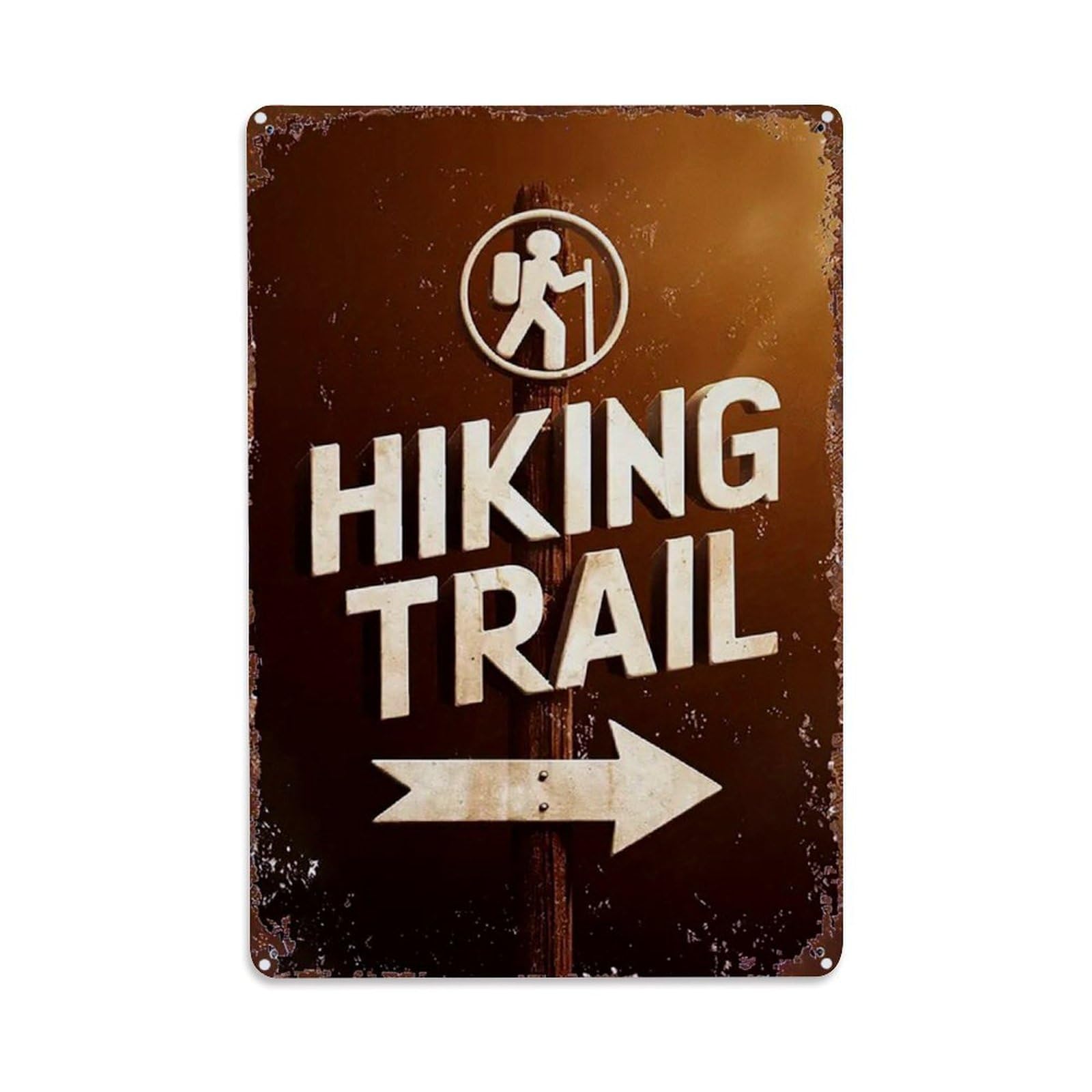 Jdfenggu Vintage Hiking Trail Sign With Arrow Retro Metal Tin Sign, Decor Art Poster For Bar, Home, Man Cave, Kitchen, Laundry Room Gift 8X12inch