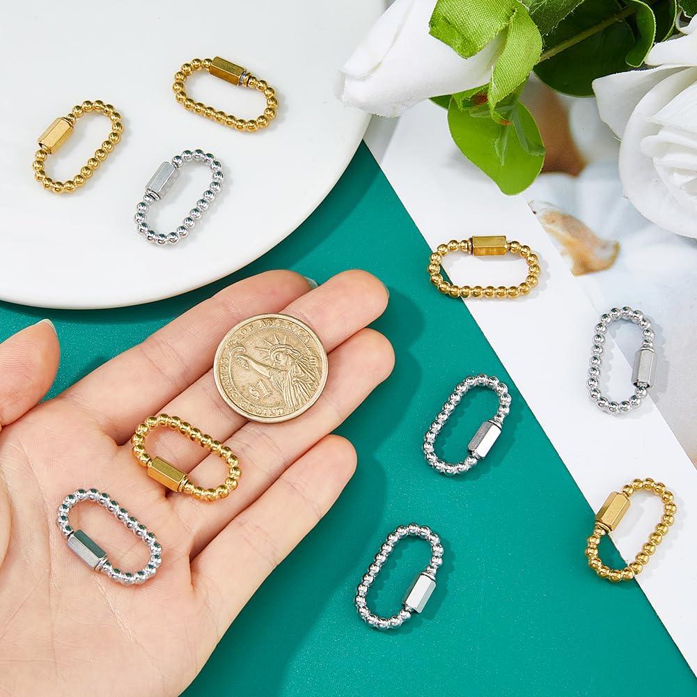 10 chiusure a vite in acciaio inox, 2 colori, ovali, per gioielli, portachiavi, per braccialetti fai da te, collane, portachiavi, creazione di gioielli