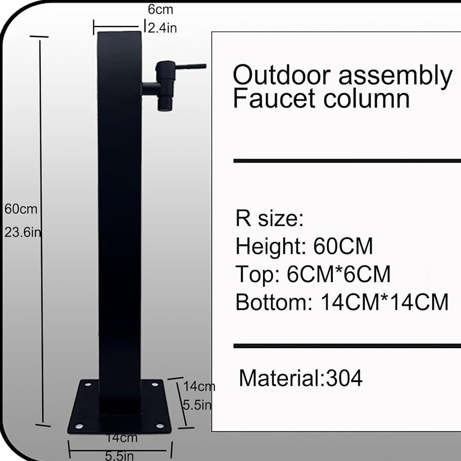 Robinet Antigel Extérieur, Colonne d'eau Verticale de Jardin en Acier Inoxydable, Colonne Autoportante, Support de Robinet, pour Balcons, Terrasses et Jardins