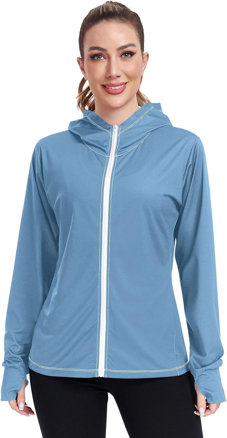 ODAWA Ruby Womens Upf Hoodie Upf 50 Sun Protection Shirt Long Sleeve Women's Hoodie Zip Front Rash Guard