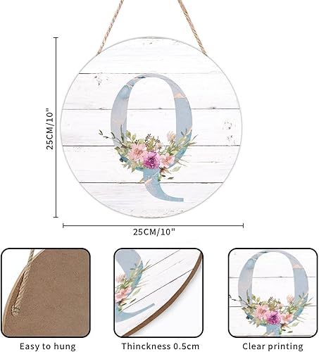 Vista 155 de Welcome Sign Front Decor Initial Letter B Round Wood Sign Monogram Purple Floral Wooden Plaque Blossom Floral 10in Country Wood Hanging Signs for