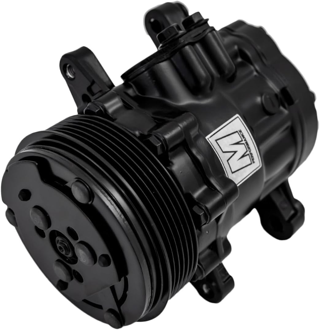March Performance Ultra Series Sanden 7176 AC Compressor; Black; 6 Rib Serpentine Clutch