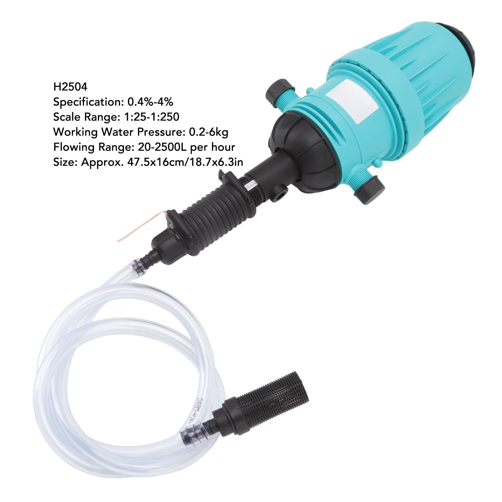 Bomba Proporcional G3/4 Interfaz Macho Inyector de Fertilizante Dosificador de Líquido Químico Fertilizante, Inyector de Fertilizante para Riego por Goteo (H2504 (0,4% a 4)