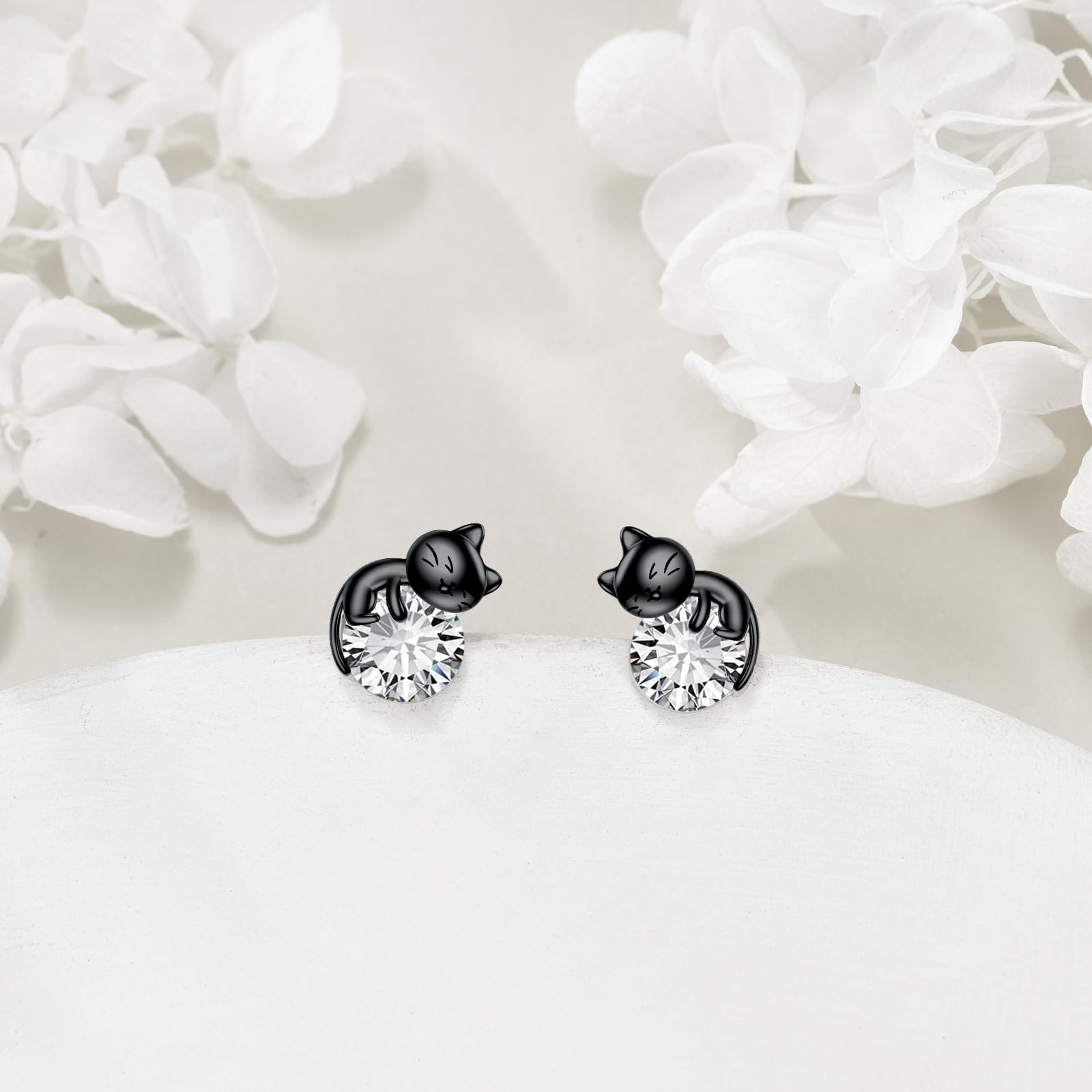 Vadmans Katze Ohrstecker Ohrringe für Damen Sterling Silber Katze Geburtsstein Ohrringe Schmuck Geschenk für Damen