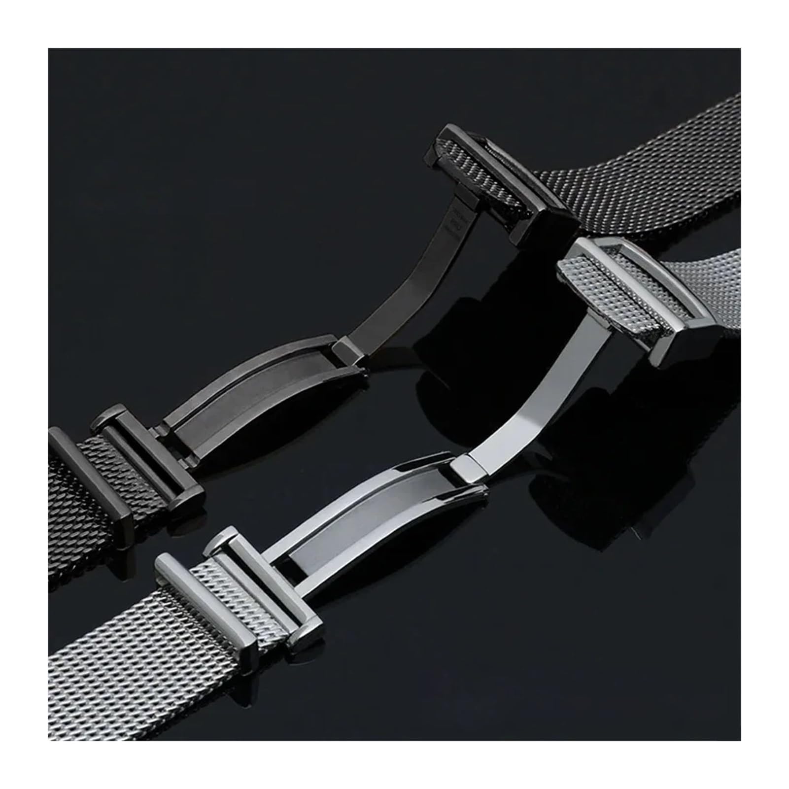 Generisch 20 mm 22 mm Milanaise-Armband aus Edelstahlgewebe, kompatibel mit Omega Seamaster 300 007 IWC PORTOFINO-Serie, Faltschließe mit Werkzeug