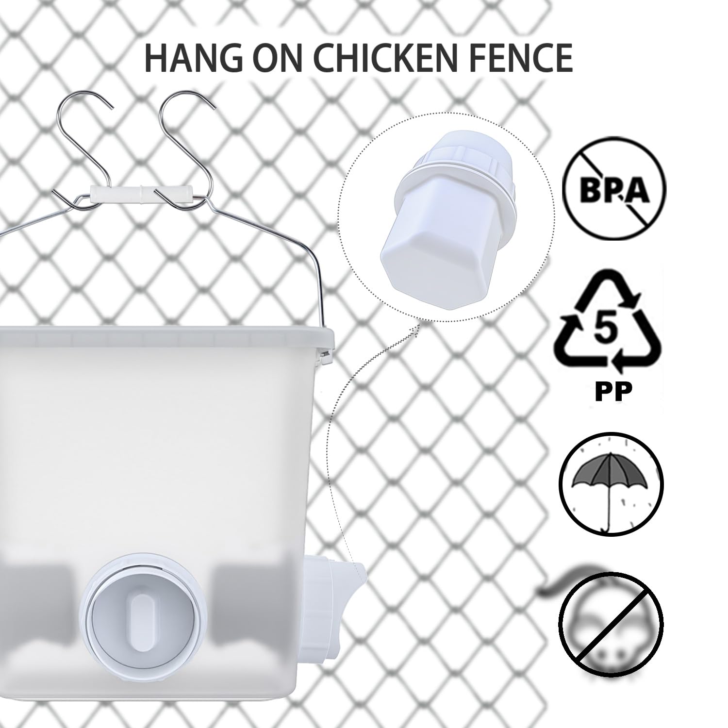 Juego de comedero y Bebedero automático para Pollos con 3 Puertos de alimentación, Tazas de Agua para Aves de Corral