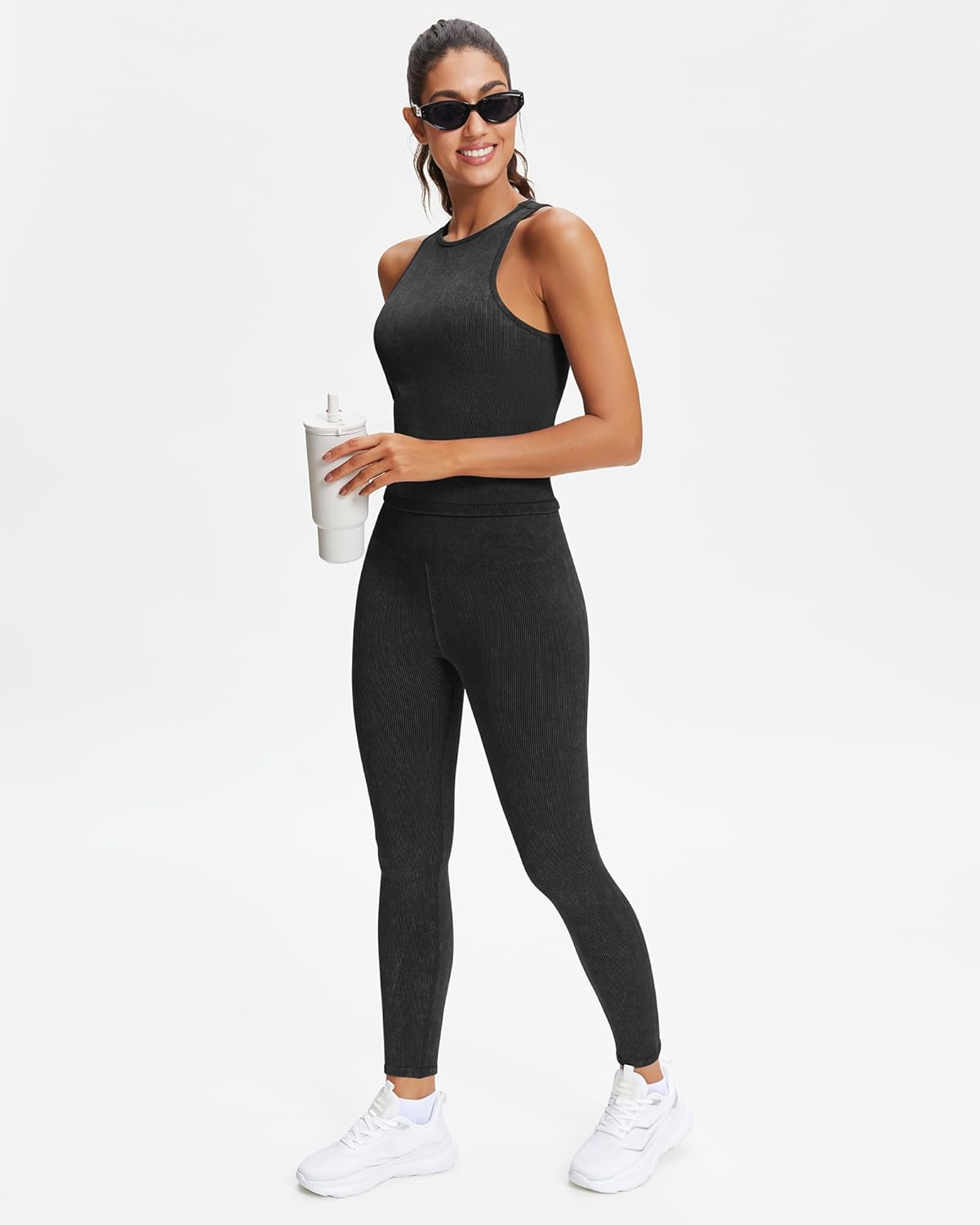 Stelle Workout Ribbed Seamless Leggings for Women High Waist Tummy Control Gym Leggings Athletic Yoga Pants - Image 5