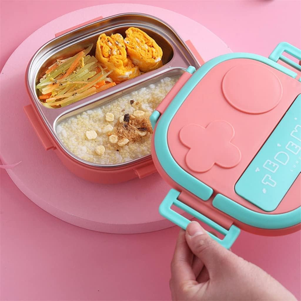 304 Stainless Steel Bento Lunch Box Water Injection Thermal Insulation Box Portable Split Lunch Box With (Roze)