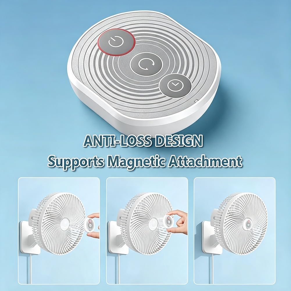 Ventilador de Pared de 28 cm con Mando a Distancia, 4 Velocidades