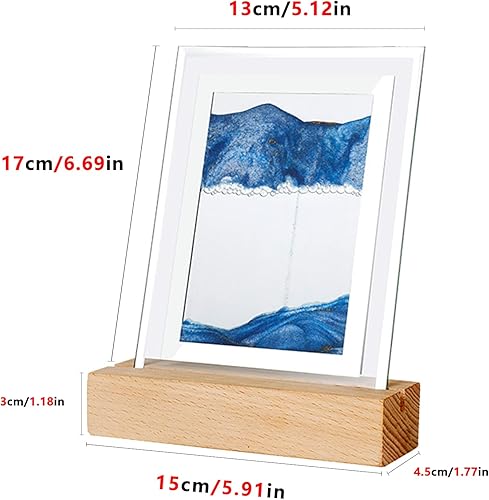 Miniatura 7 de WLWMCFXPWH Lámpara de mesa de pintura de arena movediza 2 en 1 lámpara de mesa de fuente de luz LED  base de madera maciza pintura de arena movediza